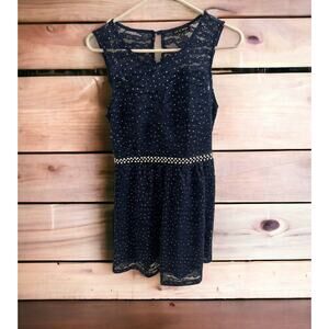 NWT As You Wish Navy Blue Pearl Sequin Sparkly Sleeveless Lace Size M Dress